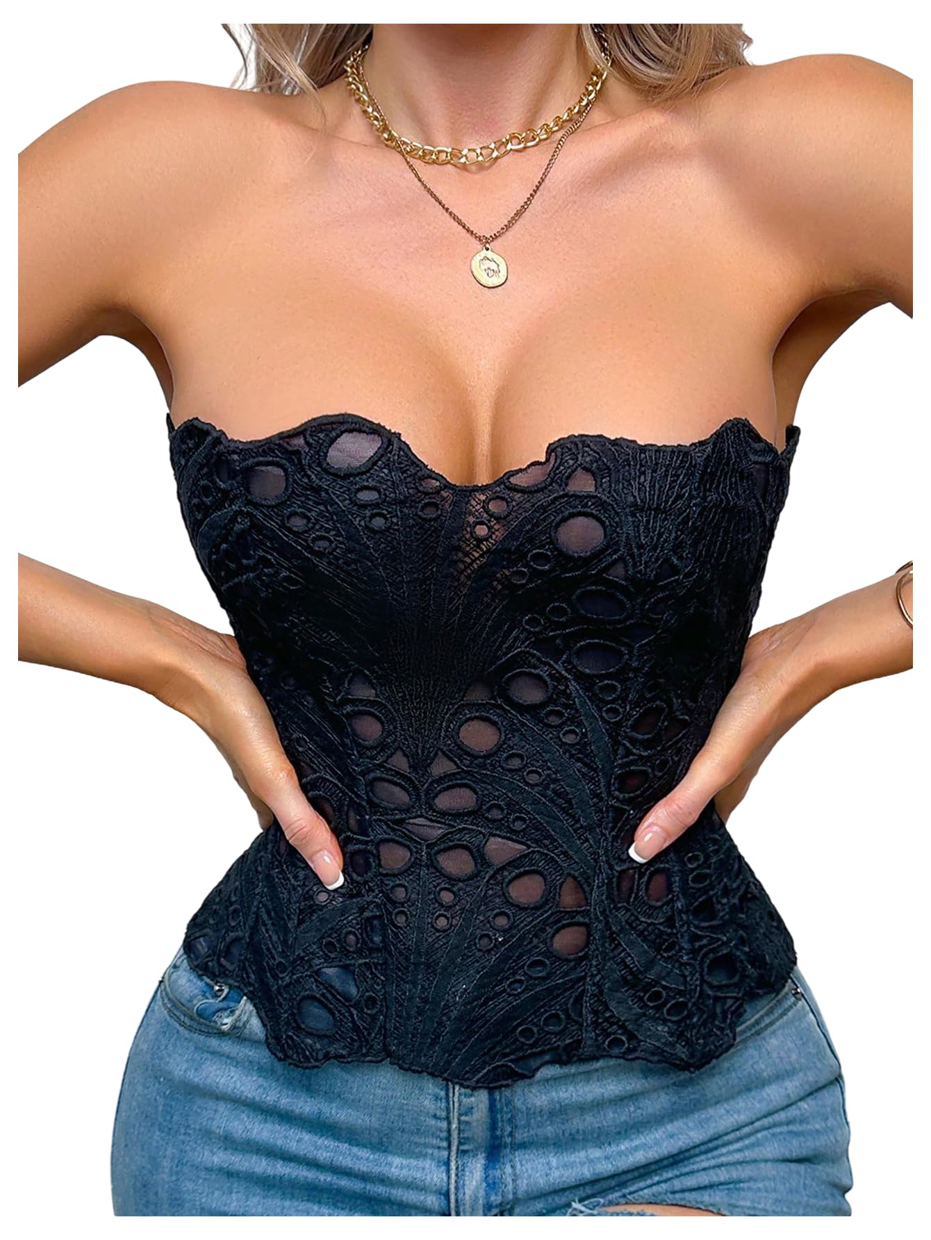 Women's Strapless Corset Bustier Top Lace Up Overbust Corset Shapewear Body Shaper-image-49
