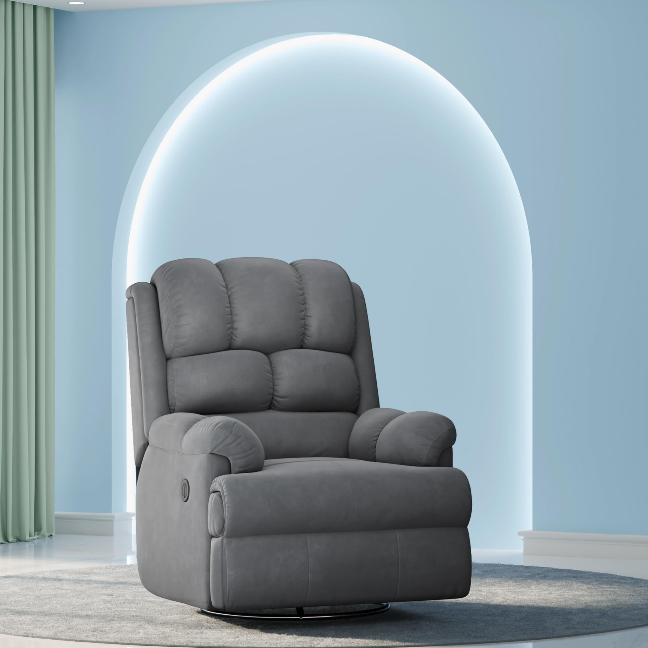 The Sleep Company Luxe Motorised Recliner Sofa | Recline, Rock, Revolve | Patented SmartGRID Technology | German Engineered Mechanism | 1 Seater - Superior Seat Comfort | Grey | Free Installation