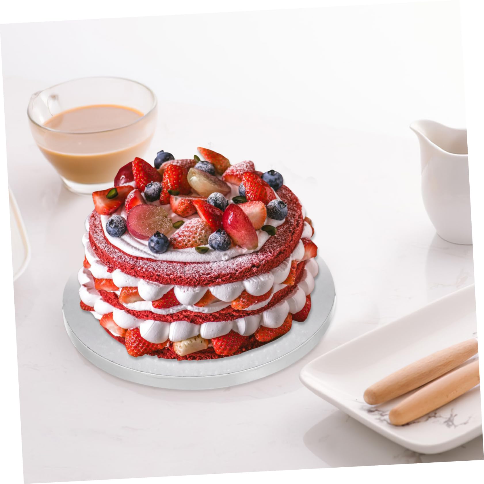 STOBAZA 8 Inch Cardboard Cake Bases 6 Pack Round Cake Stand Boards for Wedding Party and Home