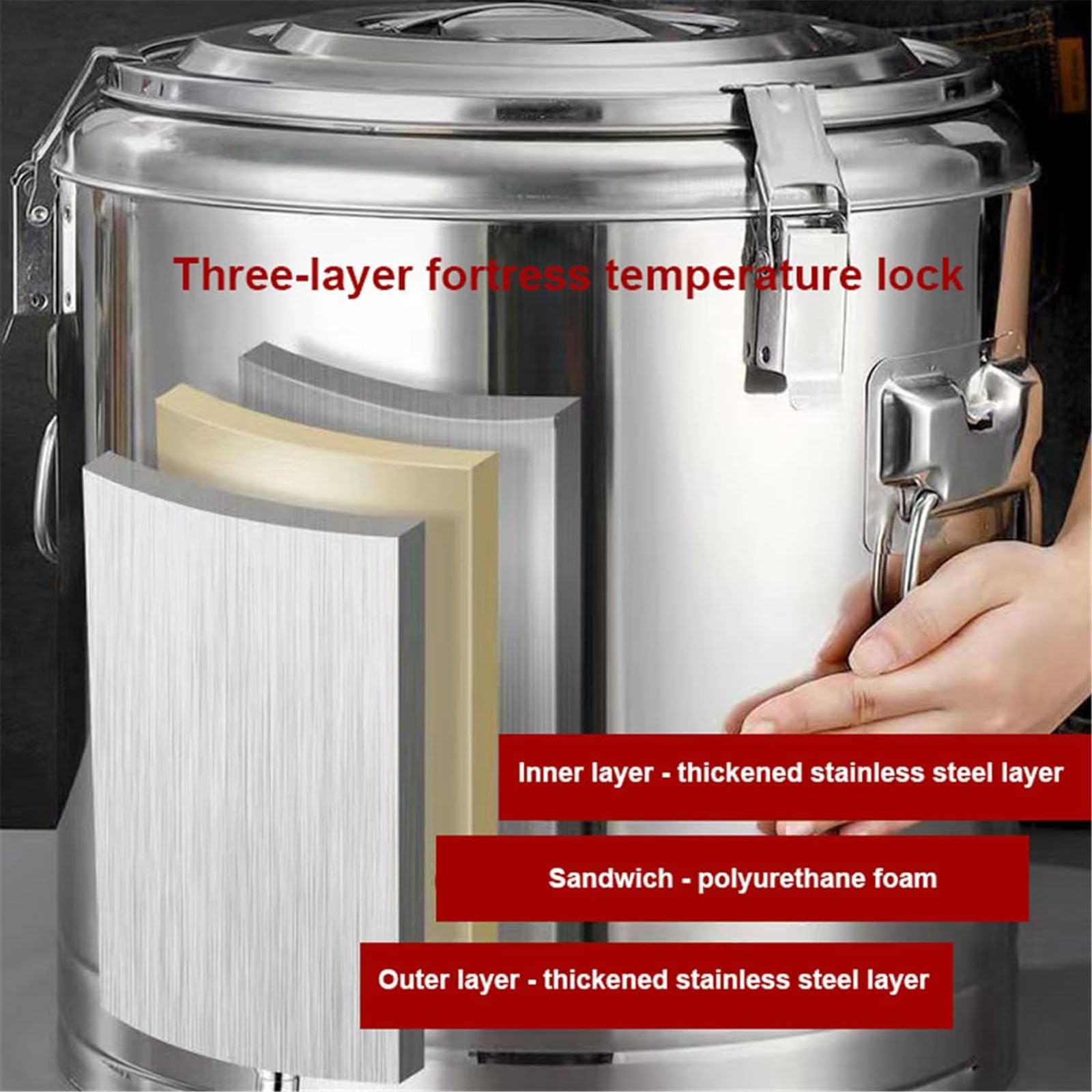 Dispensador De Bebidas Con Aislamiento De Acero Inoxidable - Cubo Termo Comercial Para Agua De Té Y Café - Mantiene Las Bebidas Calientes O Frías - Ideal Para Catering O Eventos(Size:50L,Color:A)