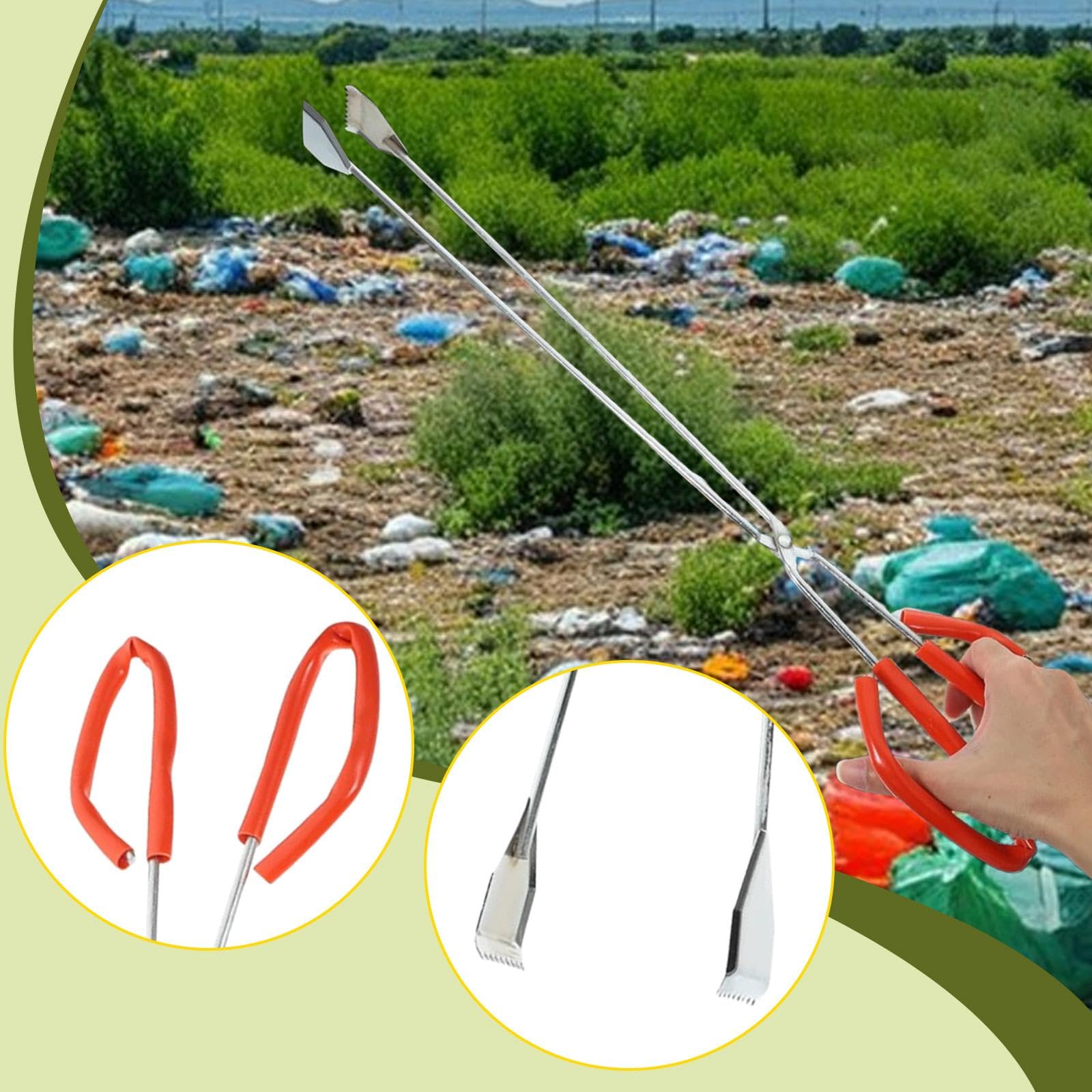 Generic Pinzas para Recoger Basura, Herramienta de Recogida, Ayuda para Alcanzar Objetos, de Acero Inoxidable, Versátiles, para Mayores, 78cm