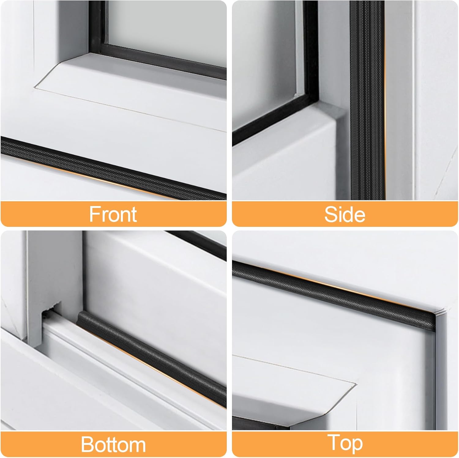 240 Inch Wedge-Shape Foam Window Weather Stripping Door Seal Insulation Strip, Soundproofing Window Inserts Foam Self Adhesive Draft Stopper Light Blocker for Winter Window Door Gaps, Black