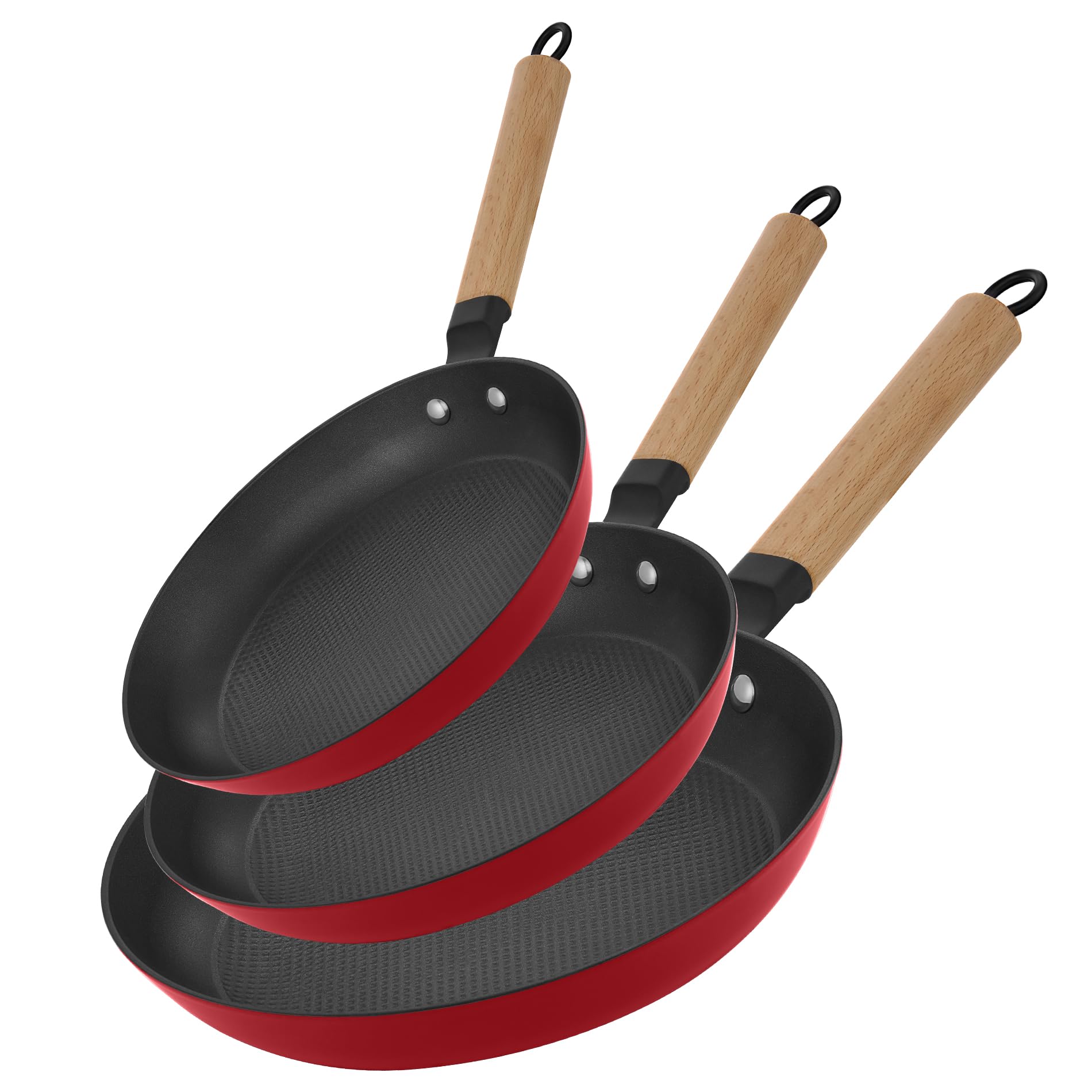 YUTANN Nonstick Frying Pan Set 8 10 12 Ceramic Frying Pans Pre-seasoned Cast Iron Pan Cookware Set with