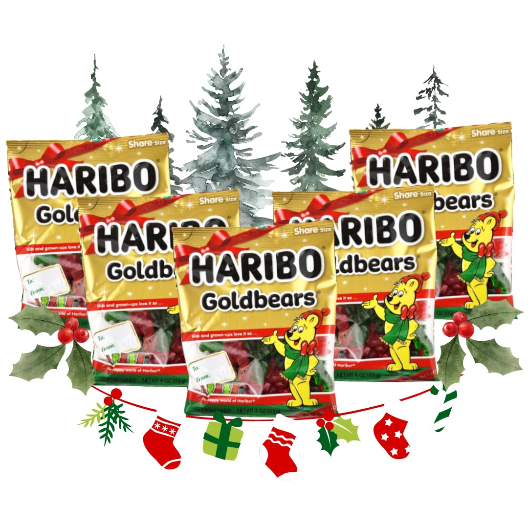 Gold Bears – Festive Bundle of Stocking Stuffer Candy – Chewy Green and Red Gummy Bears Holiday Edition – Good for Christmas, Mother’s Day, Easter, & all Holidays. (5 Pack)