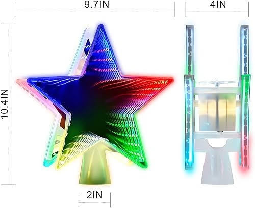 Miniatura 17 de Decoración para árbol de Navidad iluminada con 6 patrones proyectados, estrella de Navidad con luces giratorias LED integradas, proyector