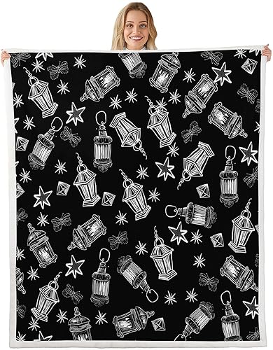 Manfei Manta negra de moda con estampado de mariposas para sofá, manta de cama en blanco y negro para decoración de habitación de niños y niñas,