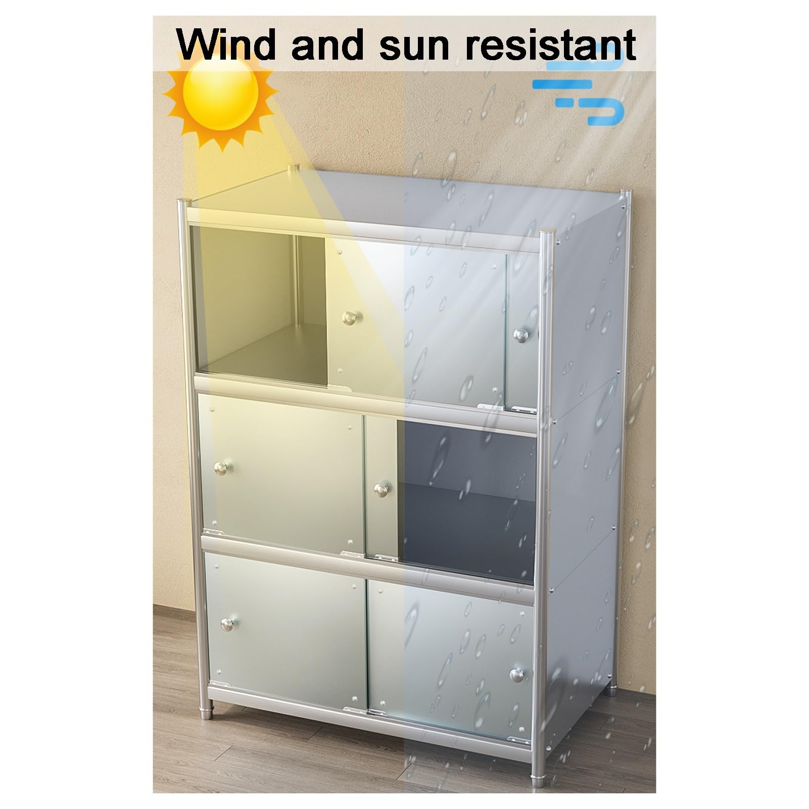 Wielowarstwowy stojak piekarski ze stali nierdzewnej z drzwiami przesuwnymi do przechowywania i organizacji kuchni, srebrny-60 x 50 x 180 cm