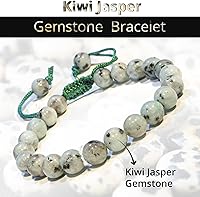Vista 183 de Adjustable Crystal Bracelet – Gemstone Bead Bracelet with Adjustable Macrame String – Chic Gemstone Bracelet for Men and Women – 8mm Round Healing