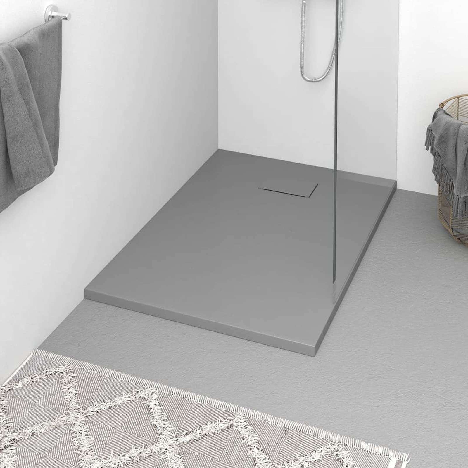 ARKEM Plato de Ducha SMC Gris 100x70 cm Plato Duchas Mampara De Ducha Abatible