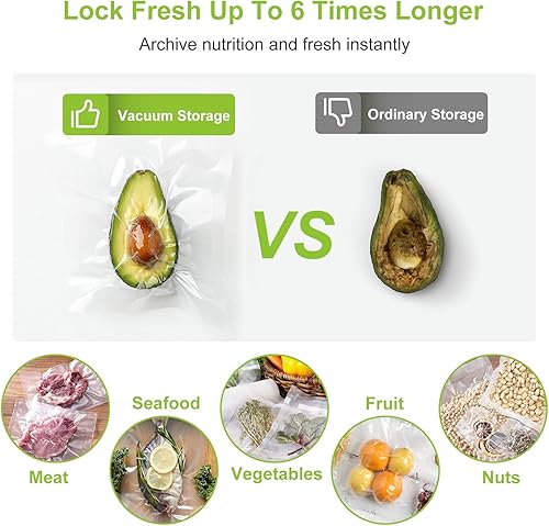 Miniatura 8 de Bonsenkitchen Bolsas de sellado de alimentos al vacío, 2 paquetes de bolsas de almacenamiento de 8 pulgadas x 20 pies, sin BPA, bolsas de alimentos
