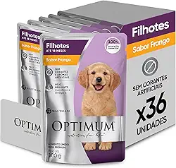 Pack Ração Úmida Optimum Sachê para Cães Filhotes Frango 100 g - 36 unidadaes