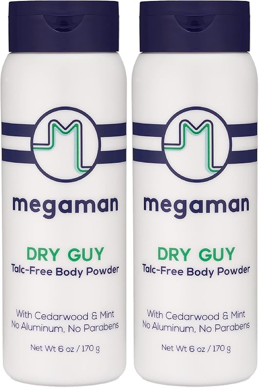 Megababe Dry Guy Pó Corporal em Pó sem Talco com Fragrância de Cedro e Menta, Pacote com 2 de 170 g