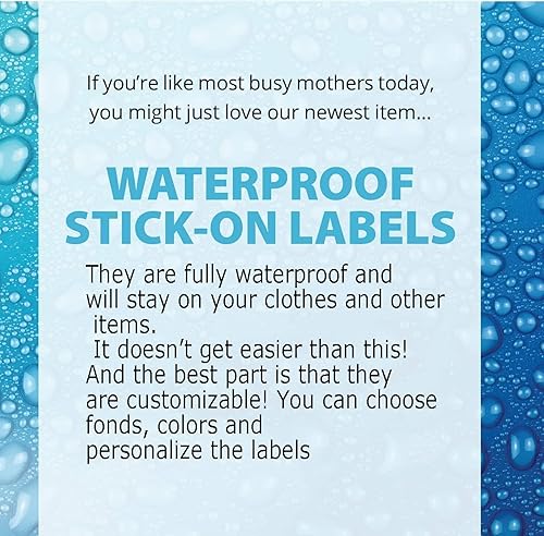 Miniatura 5 de Etiquetas de nombre impermeables personalizadas a presión y pegan con nombre personalizado en etiquetas de la ropa. Etiquetas personalizables con