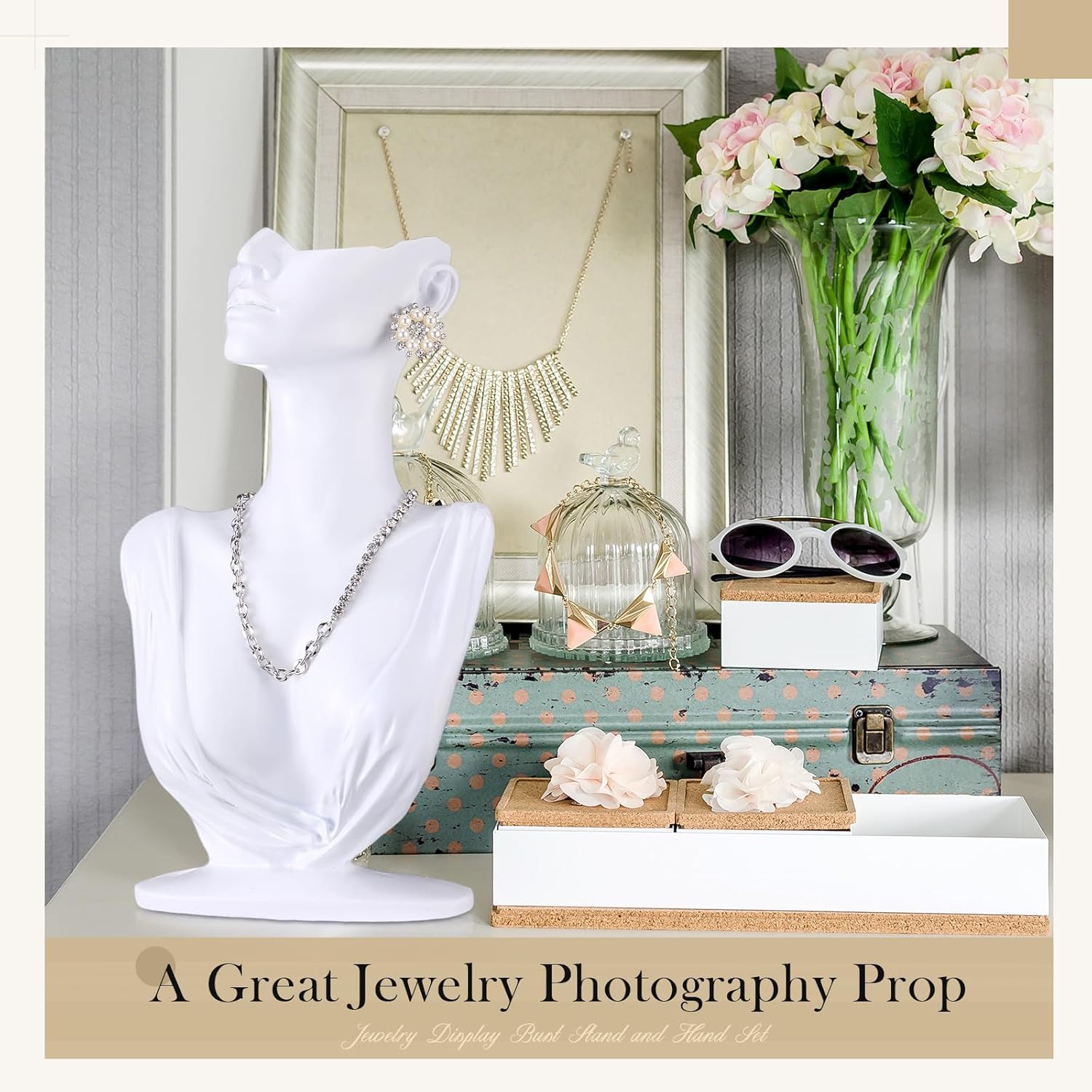 2 Pcs Jewelry Mannequin Display Mannequin Earring Stand for Selling Necklace Display Stand Black White Resin Pendant Boutique Bust Holder Organizer for Show Jewelry, Necklace, Earrings - Image 5