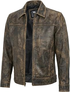 Mens Leather Jacket - Real Lambskin Classic Vintage Style Leather Jackets For Men Brown Leather Jacket for Mens