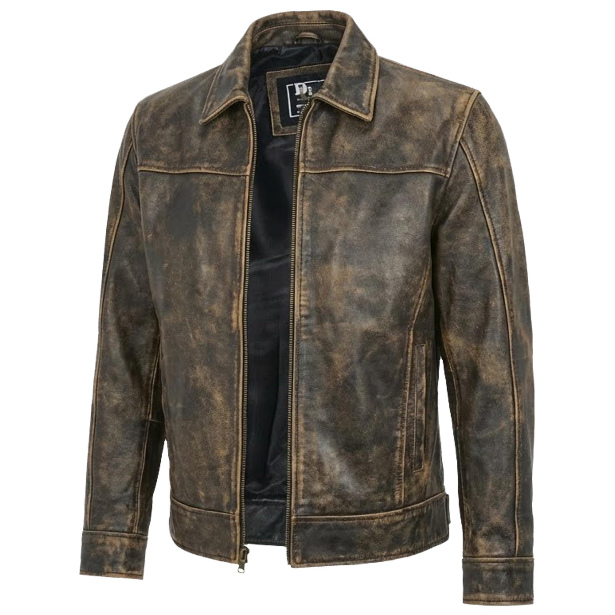 Mens Leather Jacket - Real Lambskin Classic Vintage Style