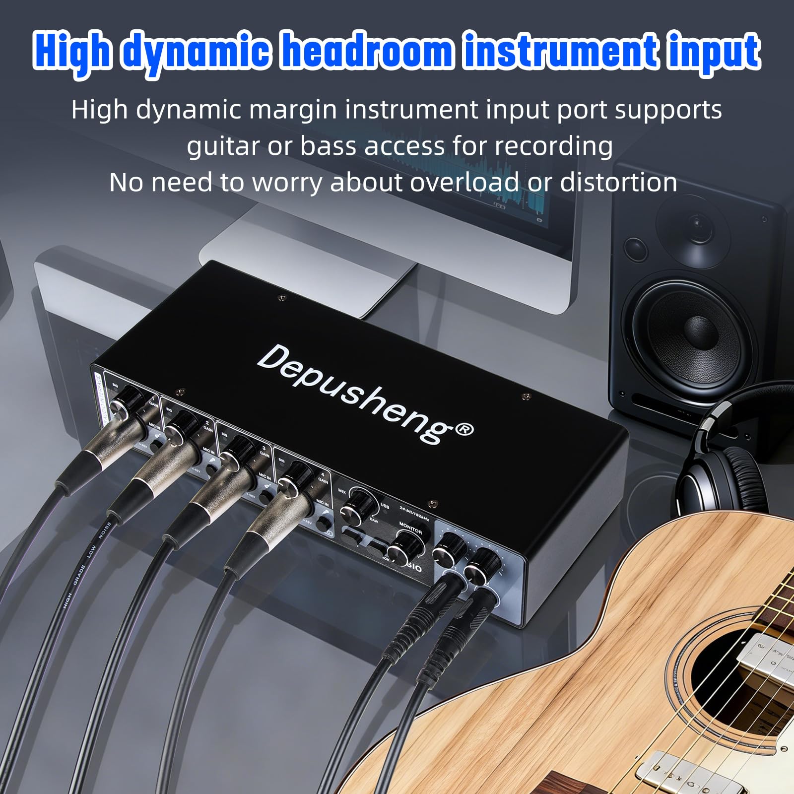 Depusheng USB Audio Interface with ASIO Drivers 4 Channel | Grabación de Audio