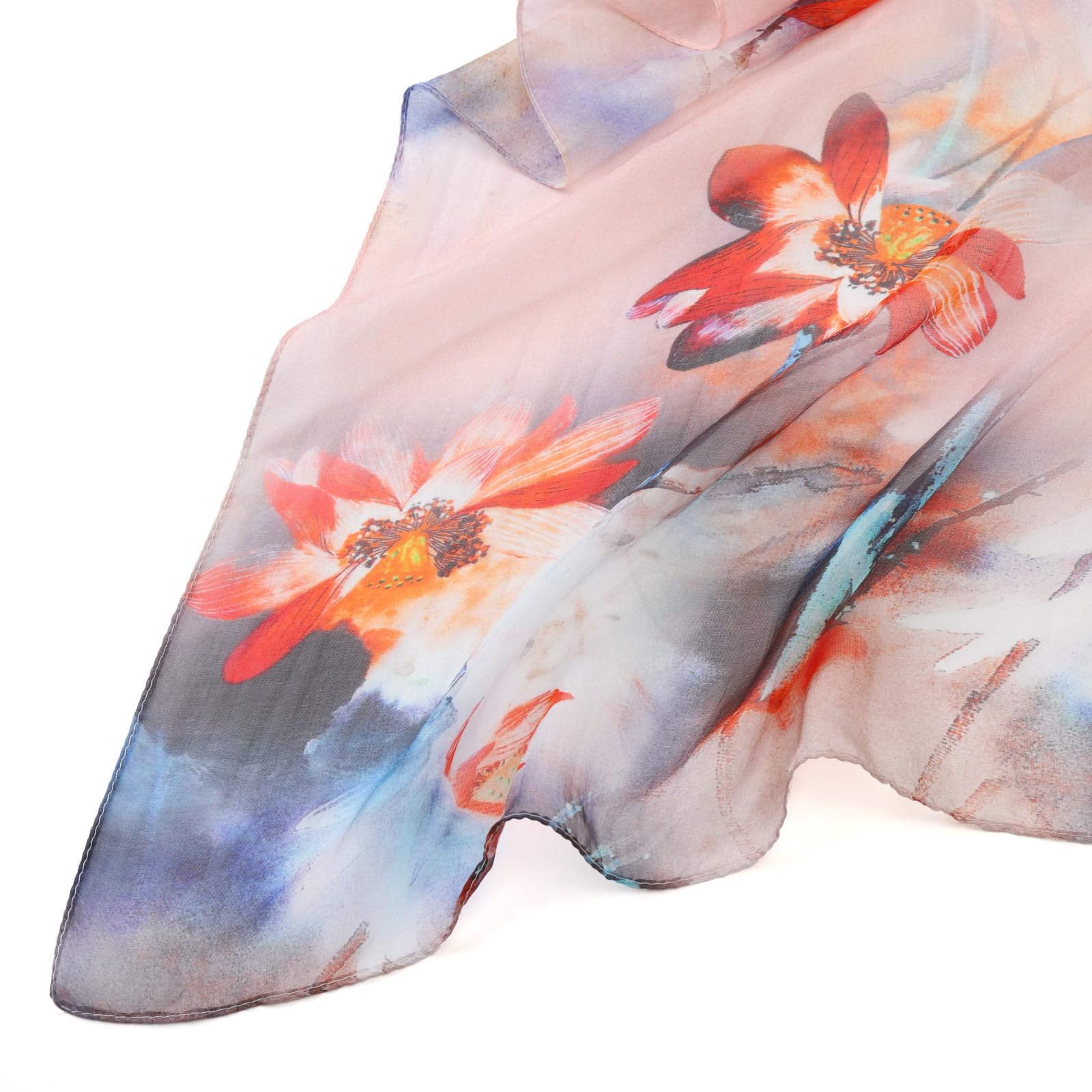 JWSilk Sciarpa lunga in chiffon di seta con stampa floreale