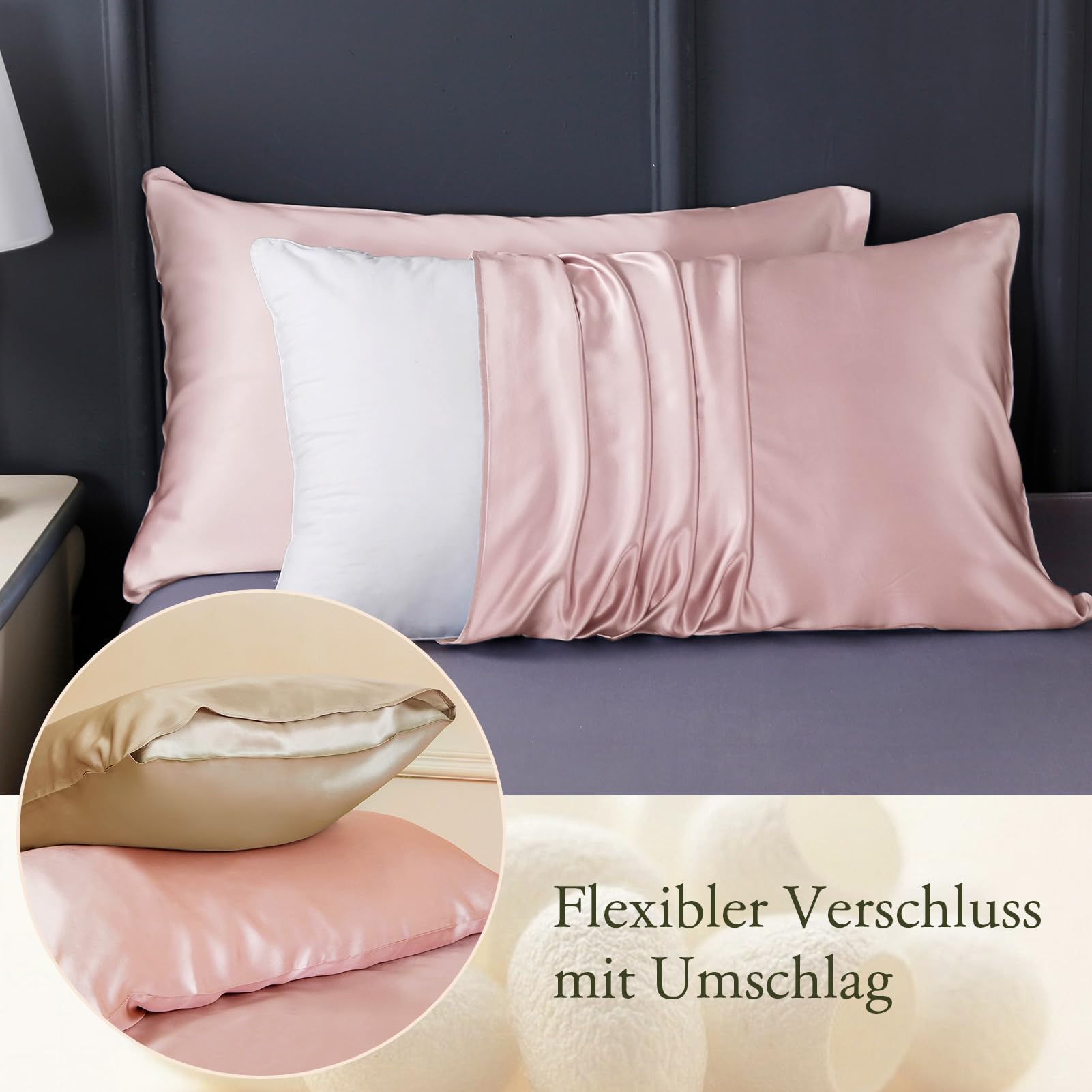 LILYSILK 100% Maulbeerseide Kissenbezug 40x40 Cm – 2 Stück Mit Hotelverschluss | 19 Momme, Atmungsaktiv & Hautfreundlich