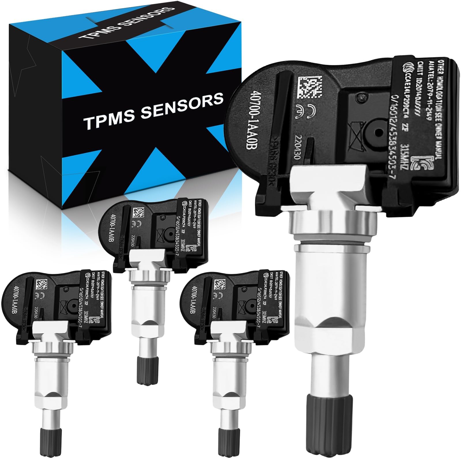Pre-Programed TPMS Sensors Fit for:-Nissan 2006-2012 Maxima 2004-2012 Pathfinder Sentra Altima Rogue for:-Infiniti G35 for:-Suzuki 315MHz 40700-1AA0B Tire Pressure Sensor (4)