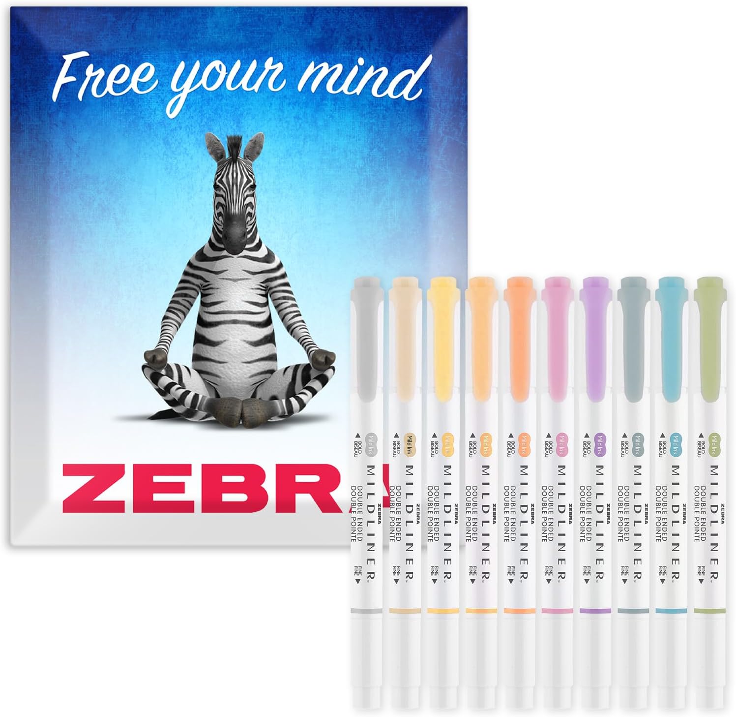 Zebra Pen Mildliner Creative Marker Highlighter Pens - Double Ended Chisel & Bullet Tip Nib - Ideal for School, Revision, Scrapbooking, Bullet Journaling, Writing - In Cardboard Wallet (Pastel)