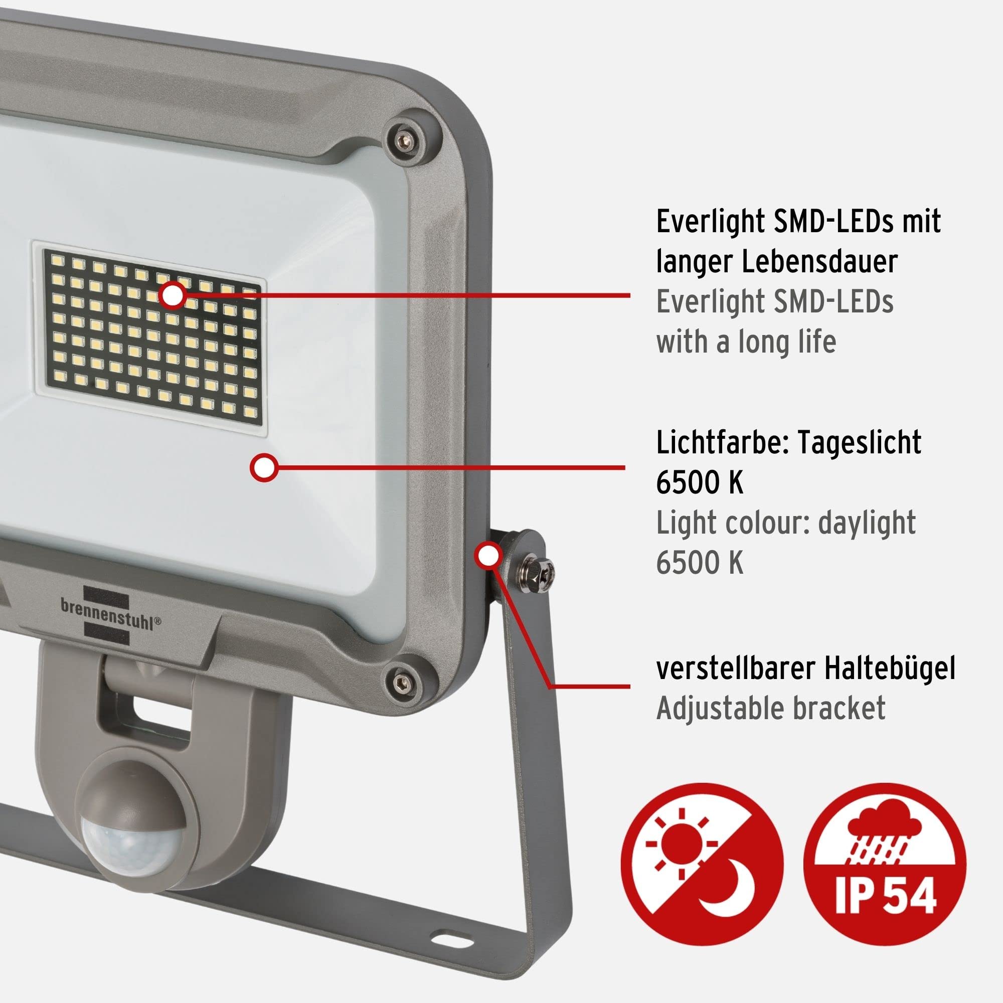 LED Strahler JARO 5050 P mit Infrarot-BWM, Grau