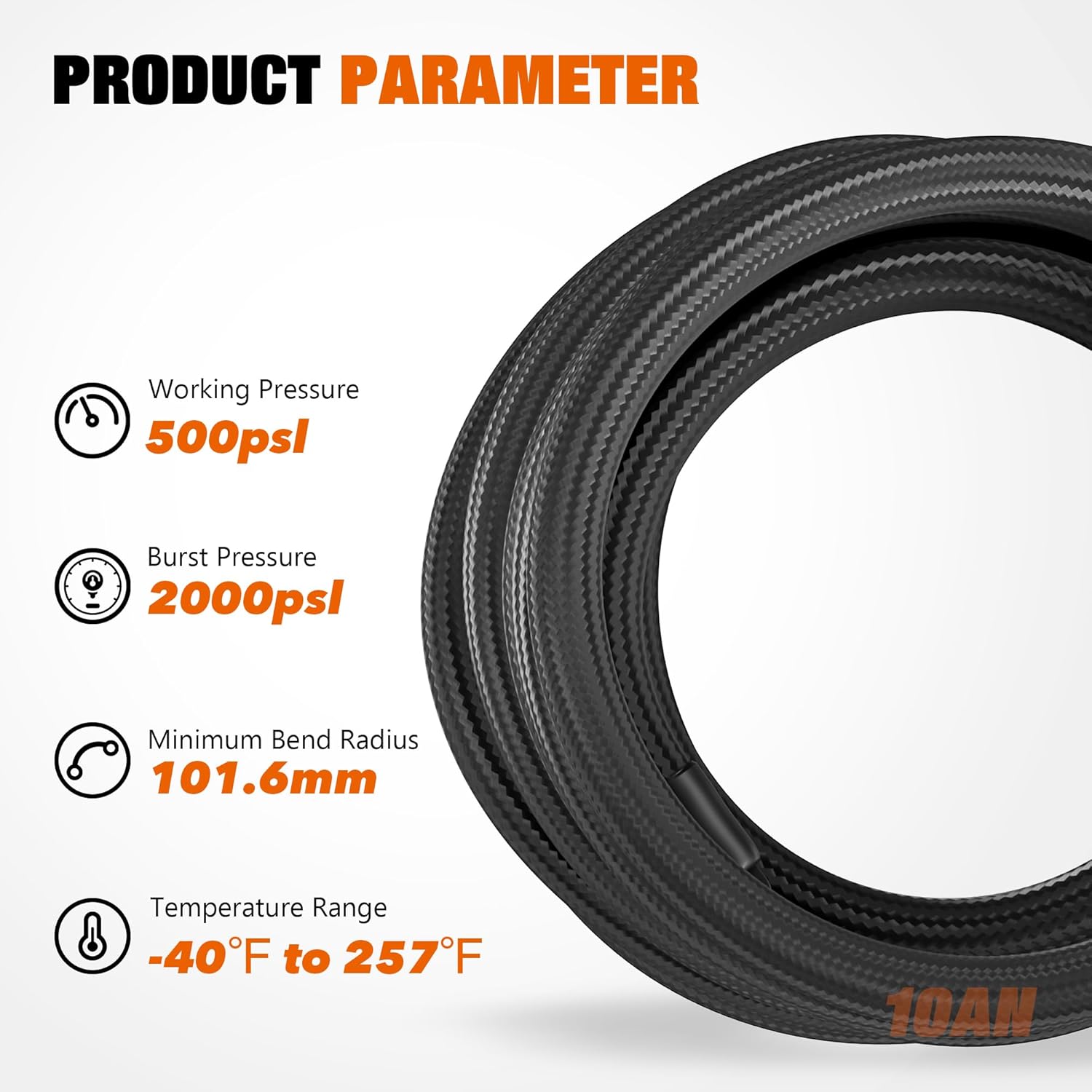 10AN 20FT Fuel Line Hose Kit, AN10 CPE Nylon Stainless Steel Braided Fuel Line Hose with 10PCS Swivel Fuel Hose Fitting Adapter Kit Black