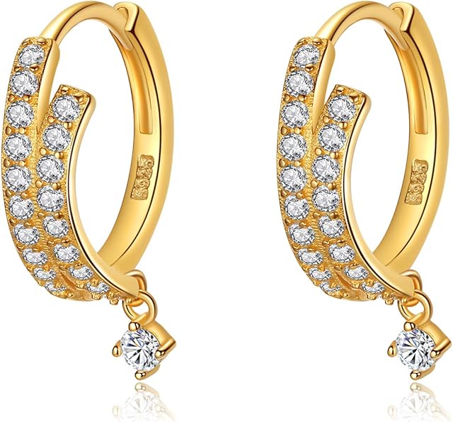 VIKI LYNN 18K Gold Plated Cubic Zirconia Hoop Earrings for Women Jewelry Gifts Sterling Silver