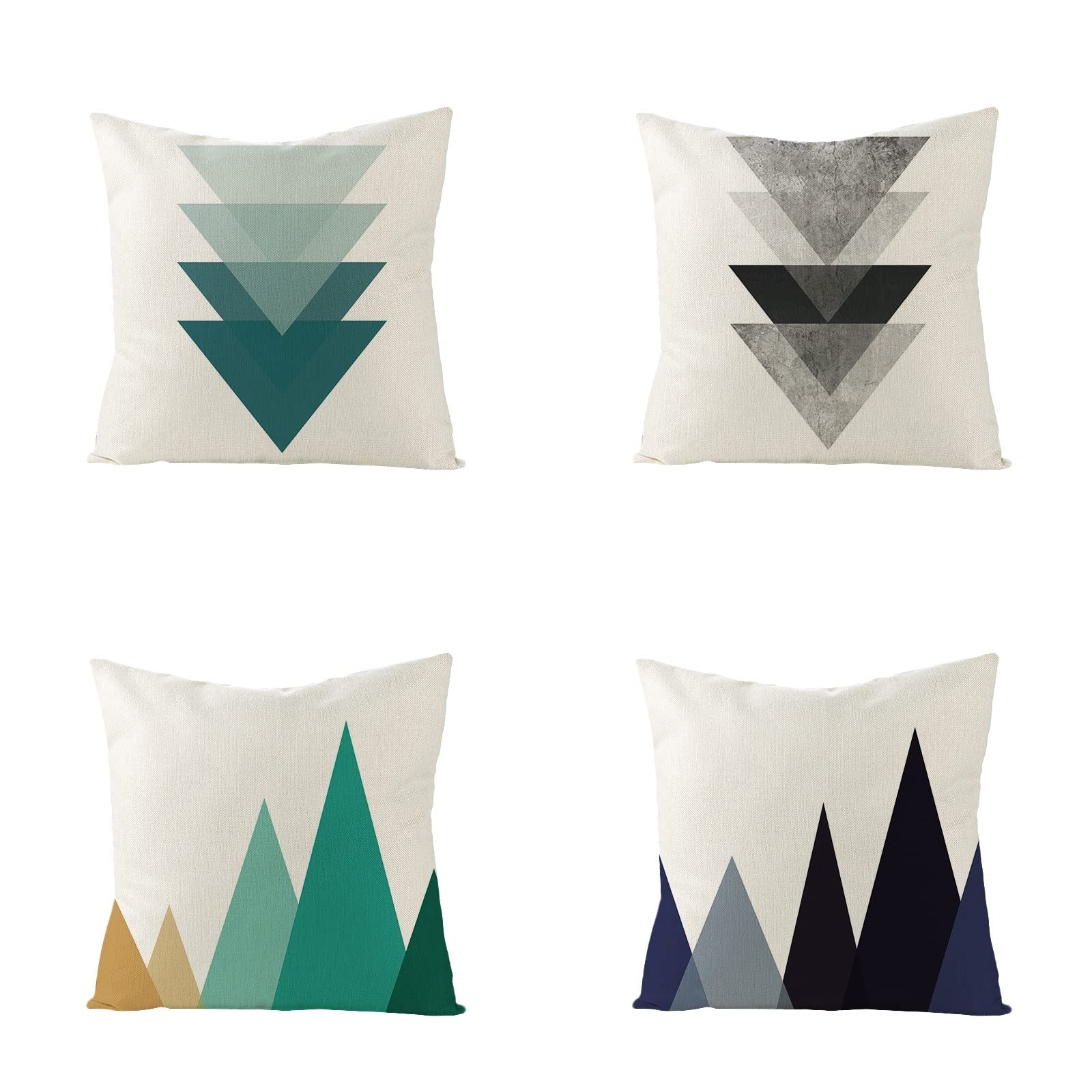Sofa Fundas Cojines 60x60 Pack de 4 Cuadrado,Funda de Almohada Lino con Cremallera Invisible,Funda de Cojín Decoración para Hogar Sala Cama Jardín Silla Coche-geometría