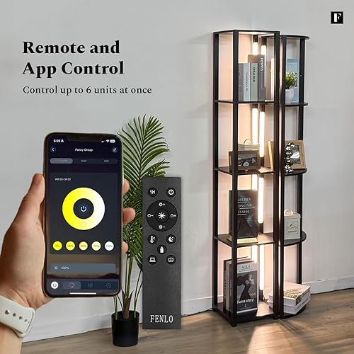 Miniatura 6 de FENLO Estante elegante de lujo para exhibición de curiosidades, alto de 64 pulgadas, con lámparas de luz LED de 3 niveles, para sala de estar,