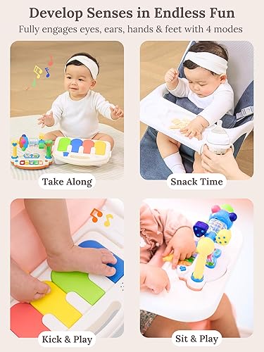 Miniatura 2 de CuddoBaby - Gorila para bebé 4 en 1 con ruedas, pianos desmontables, bandeja de alimentación, asiento plegable reclinable de 3 niveles con barra de