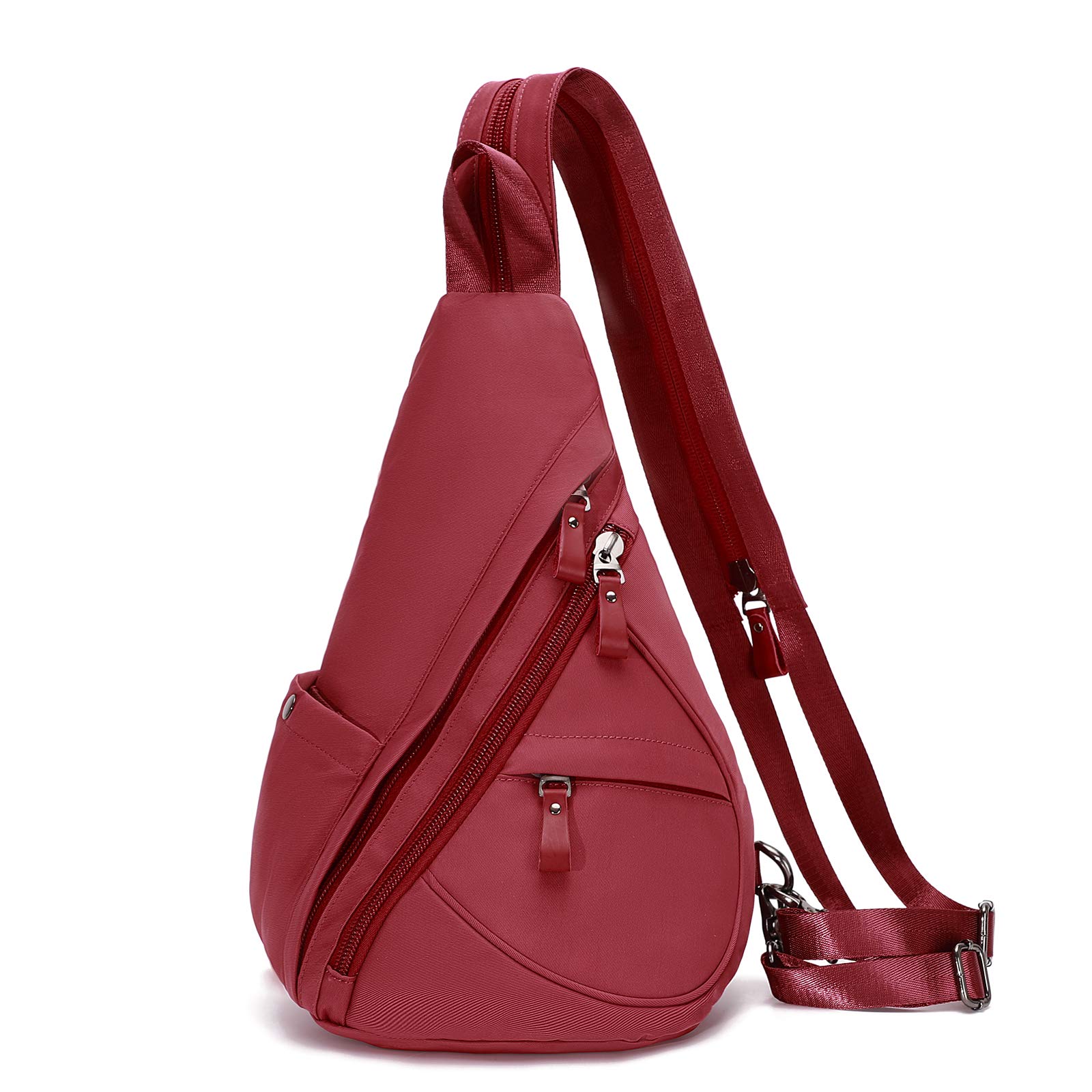 KL928 Nylon Sling Bag - Small Crossbody Backpack Shoulder Casual Daypack Multipurpose Rucksack for Men Women(Rust Red)