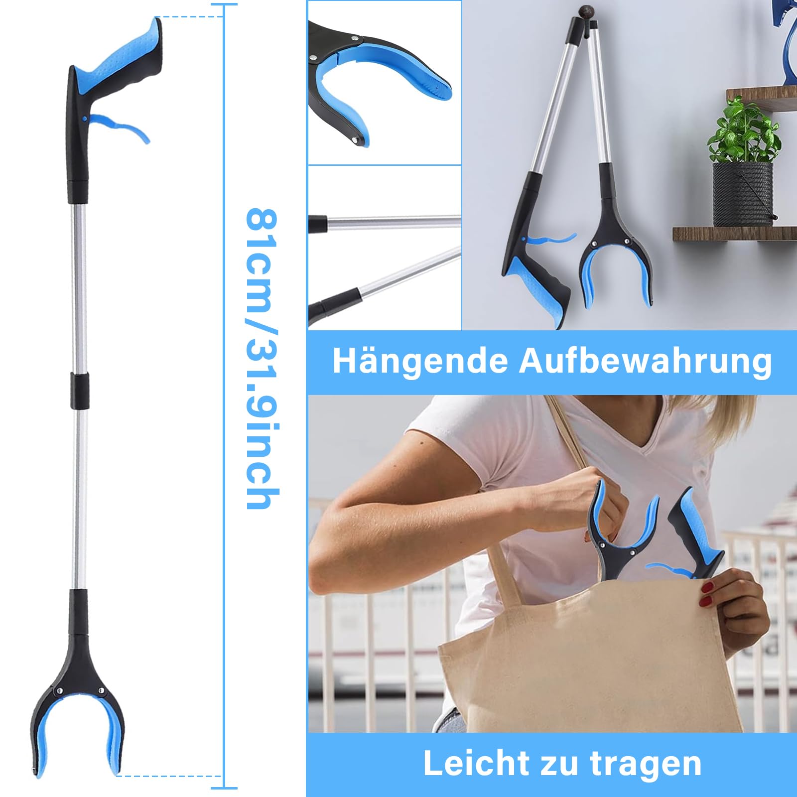 Szczypce chwytakowe dla seniorów, obracane o 360°, szczypce do śmieci, szczypce chwytakowe o długości 81 cm, składany chwytak z magnetycznym ramieniem, chwytak teleskopowy dla seniorów,
