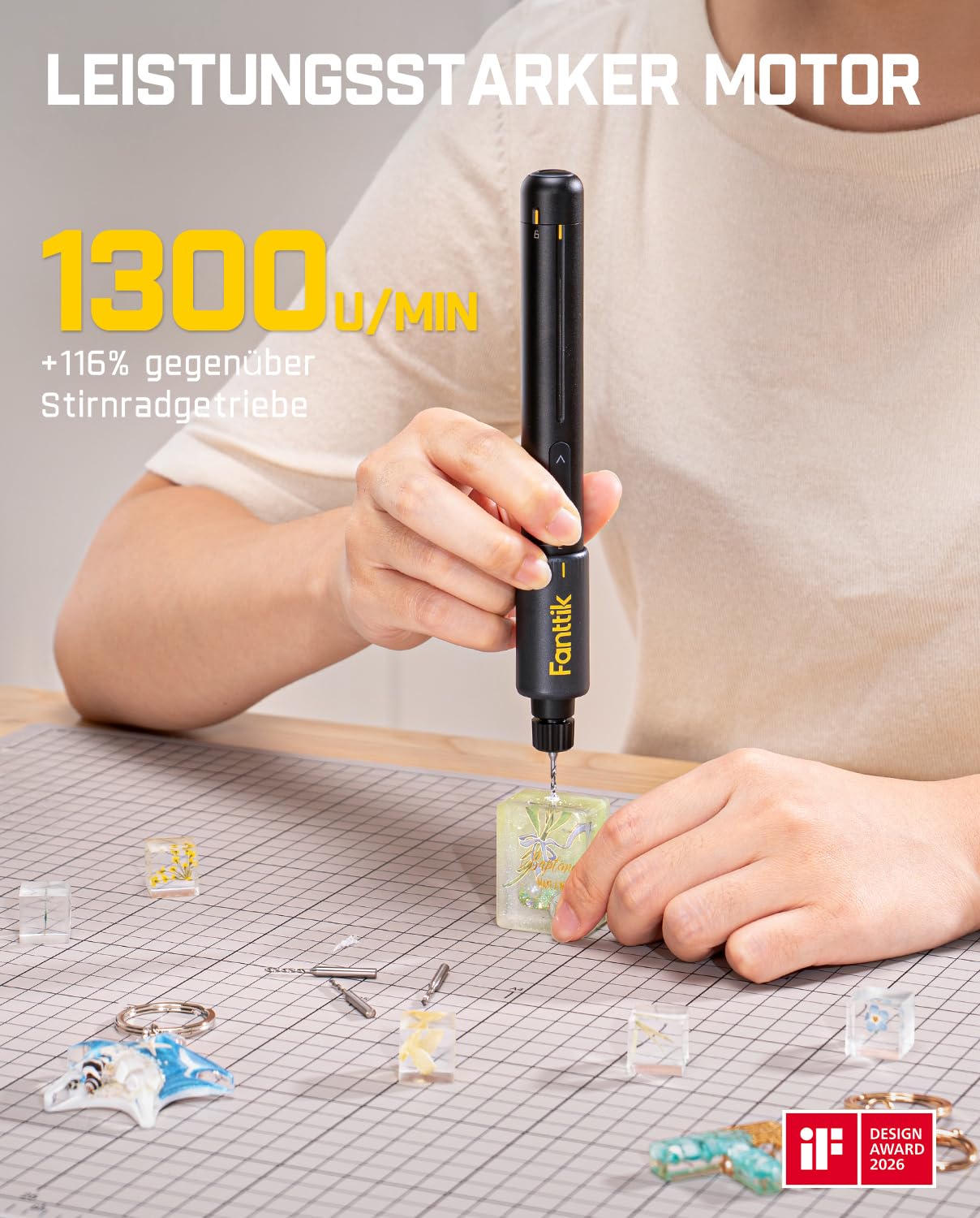 Fanttik K2 Nano 3,7 V Elektro-Mini-Bohrstift, Mini Bohrmaschine mit 20 Bohrern, 800-mAh-Akku, DIY Handbohrer Elektrisch Set für Gehäuse Kunststoff Harz Schmuckherstellung Leiterplatten Aluminiumbleche