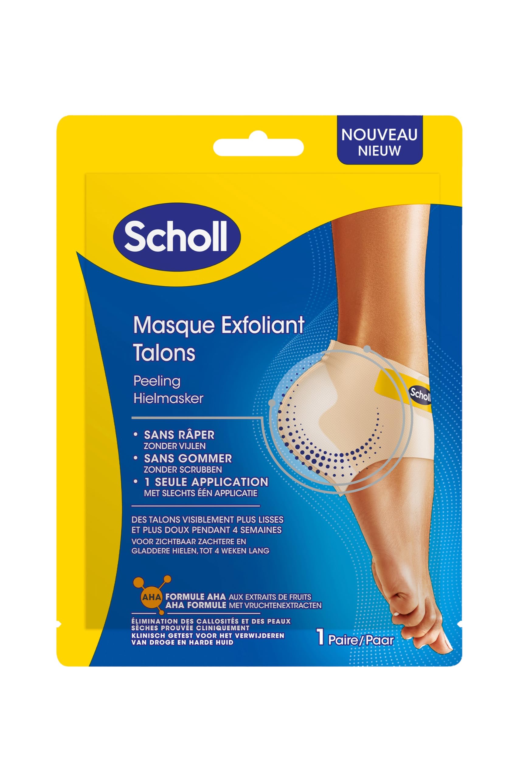 Scholl Maschera per piedi esfoliante con tacco – peeling piedi – elimina calli – cura dei piedi efficace – 2 calzini