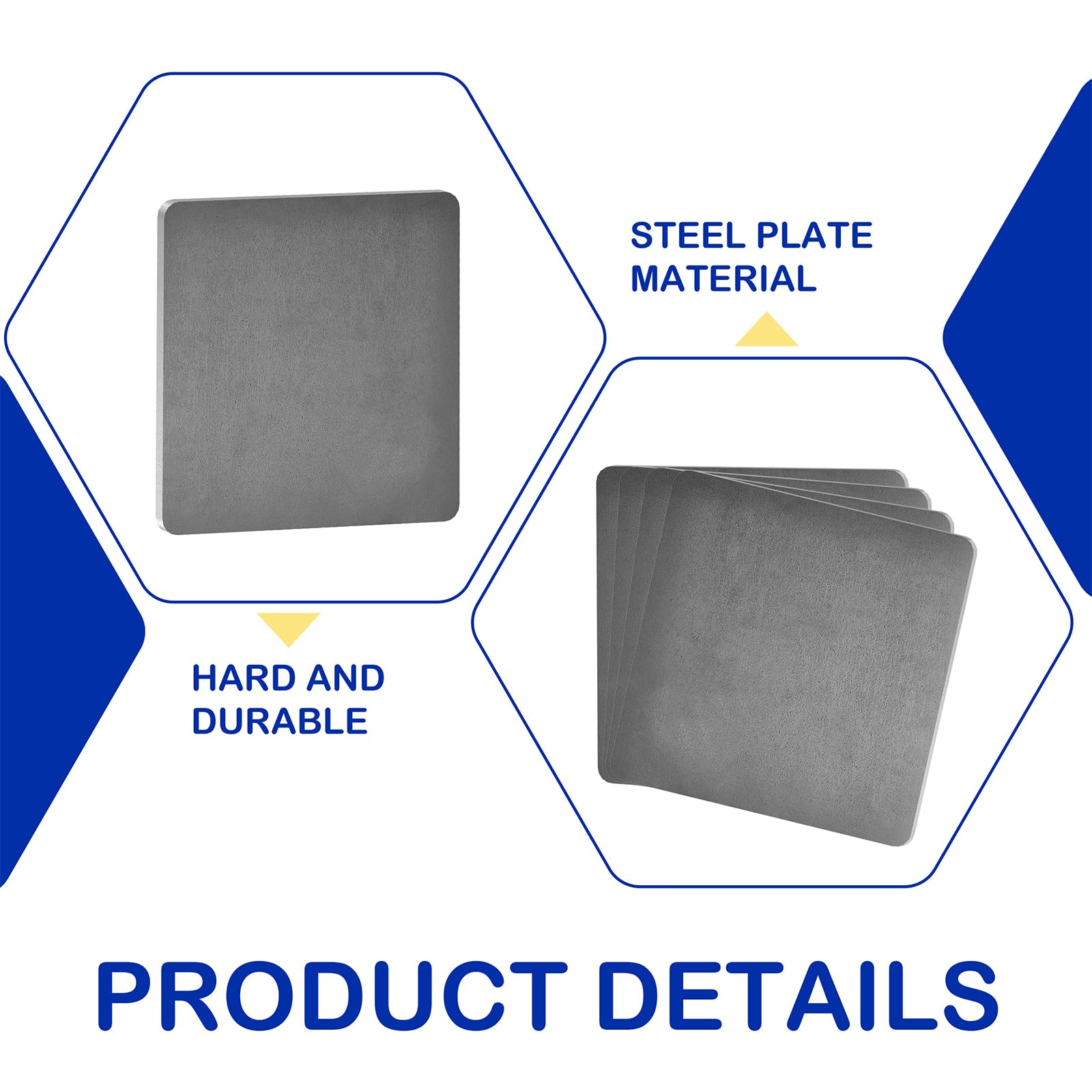 4 pièces Tôle d'Acier,152 x 152 x 2 mm Plaques d'Acier Acier Laminé à Chaud de Haute Qualité Idéal pour Supports de Poutres, Réparations, Bases et Projets de Bricolage