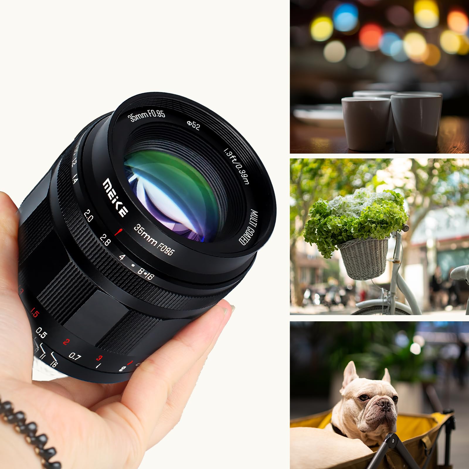 Meike 35 mm f0,95 duża przysłona ręczna ostrość Prime stały obiektyw APS-C kompatybilny z aparatami bezlusterkowymi Panasonic Lumix Olypums M43 GH4 GH5 GH6