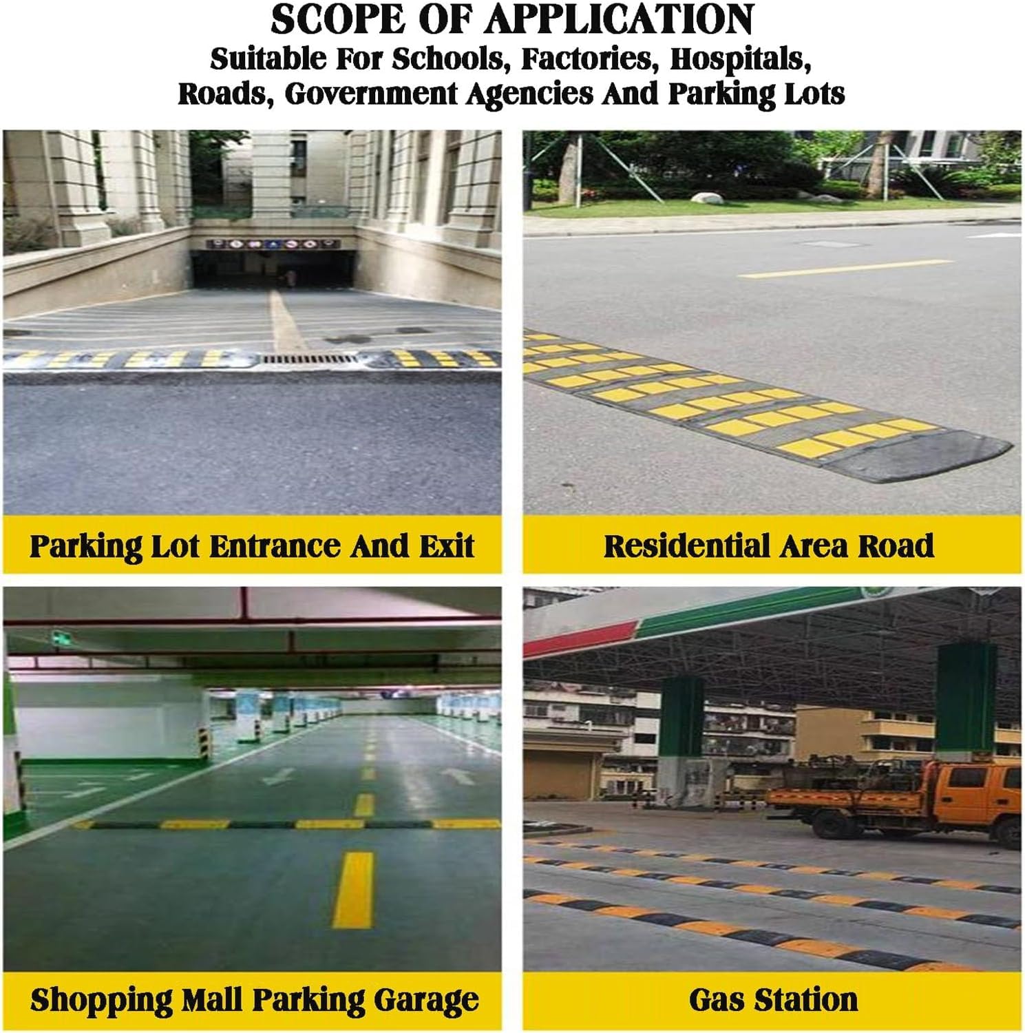 Reductores De Velocidad De Goma (Paquete De 2) - Kit De Rampas De Tráfico Resistentes para Asfalto Y Hormigón - Solución Duradera De Seguridad Vial para 48.8x38x4.7CM