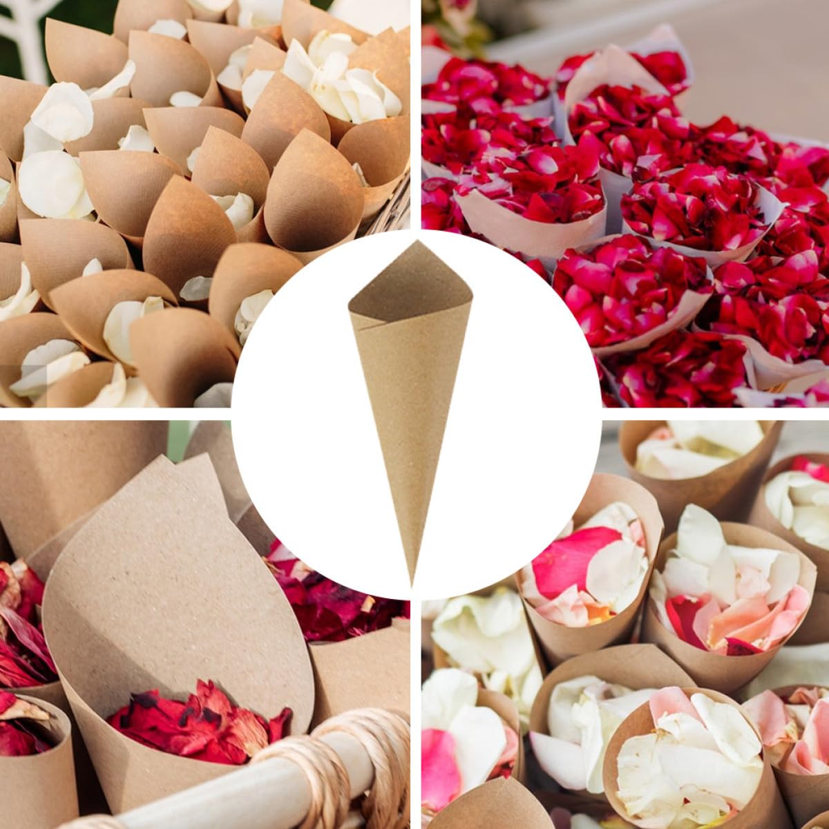Artibetter Blütenkegel als Kleiner Blumenstrauß oder Konfettihalter aus Kraftpapier 120 Stück Langlebige Papierblütenzapfen für Hochzeit und Geburtstag Party
