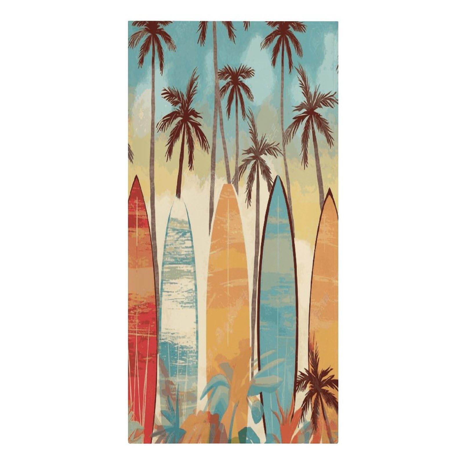 VstaDank Surfboard Palm Tree Beach Towel Microfiber Oversized Beach Blanket Super Absorbent Soft Pool Bath Towel Sand Free Quick Dry Travel Towels Gifts for Yoga Sports Adults 30" X 61"