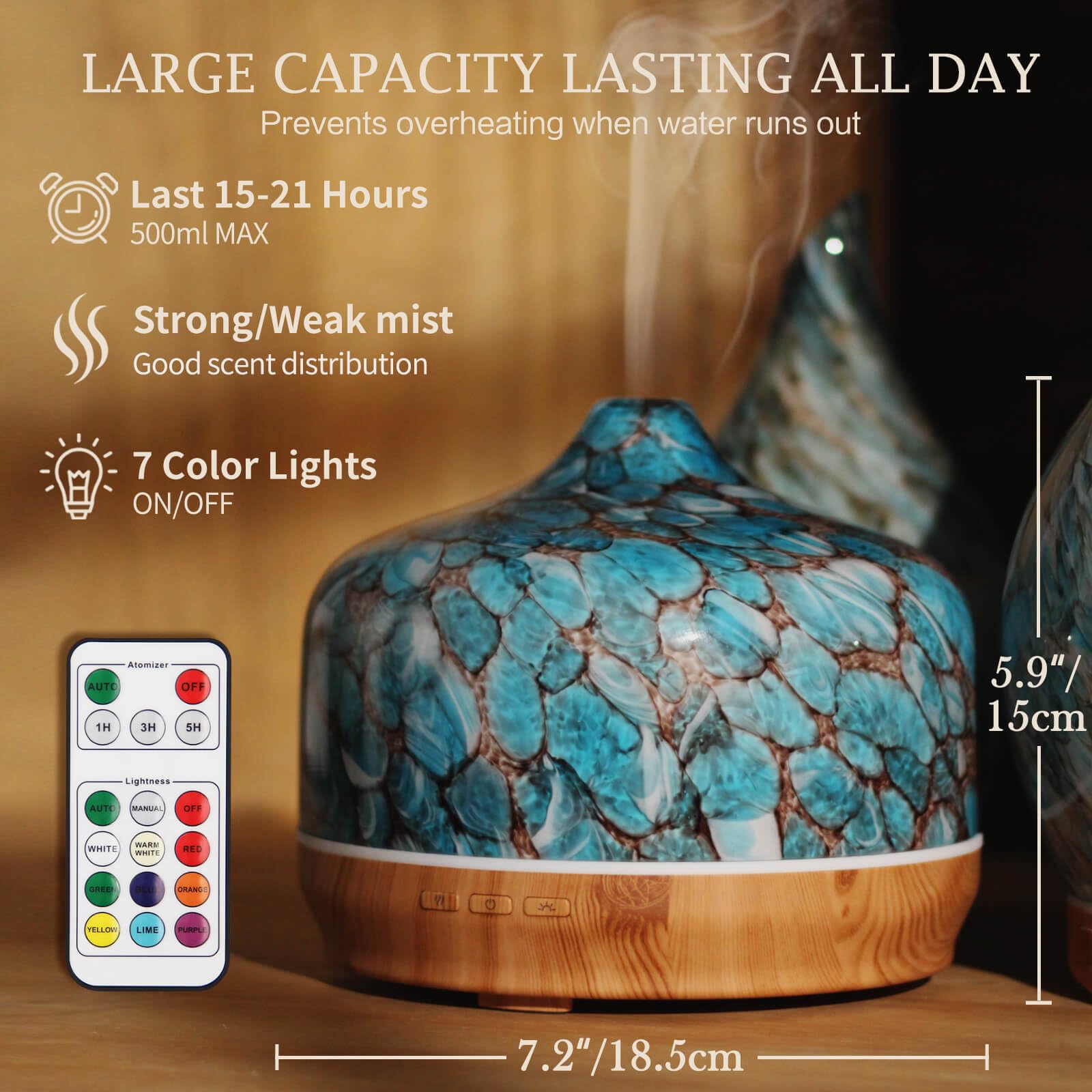 Snapklik.com : Porseme 500ml Essential Oil Diffuser, Aroma Ultrasonic ...