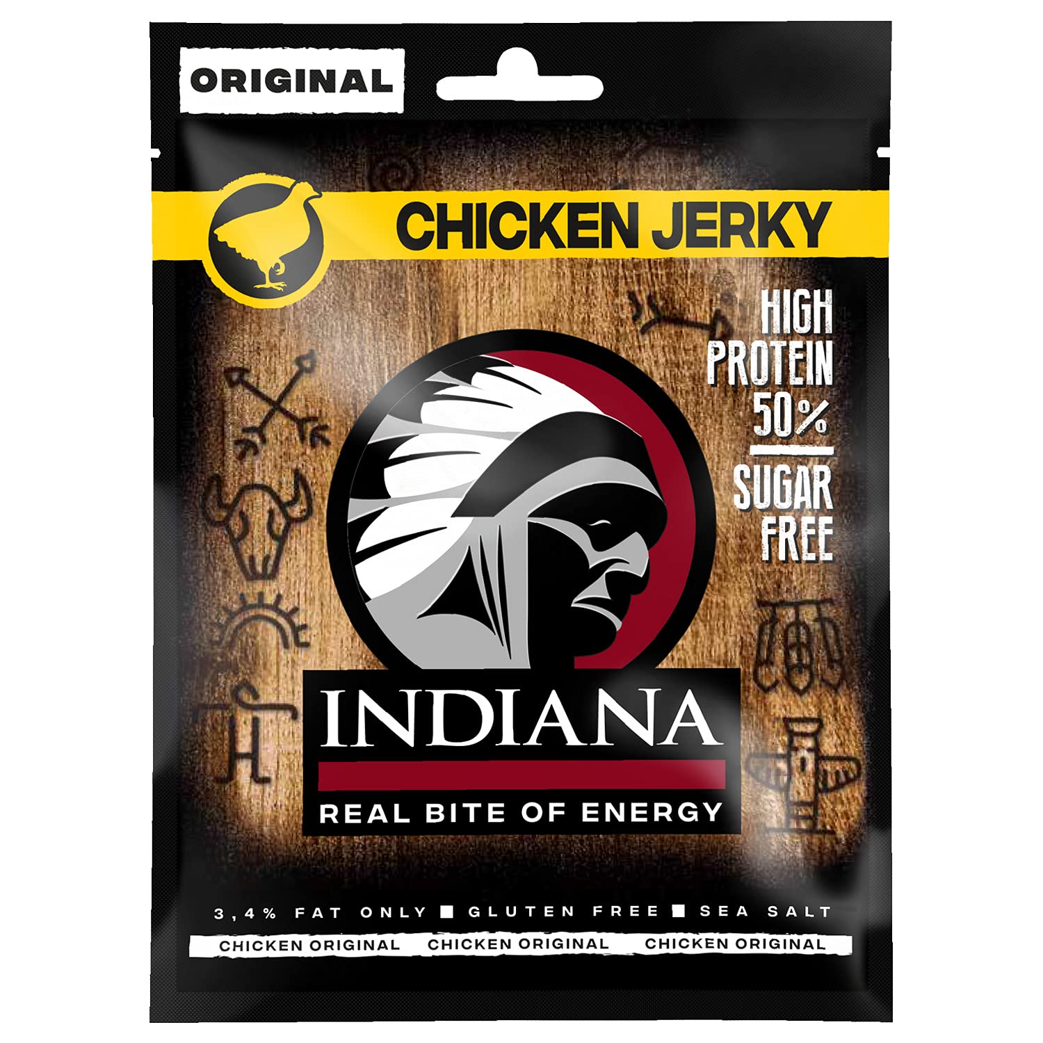 Indiana Chicken Jerky, Geschenkbox High Protein Trockenfleisch, ohne Zuckerzusatz, Glutenfrei (10 x 25g)