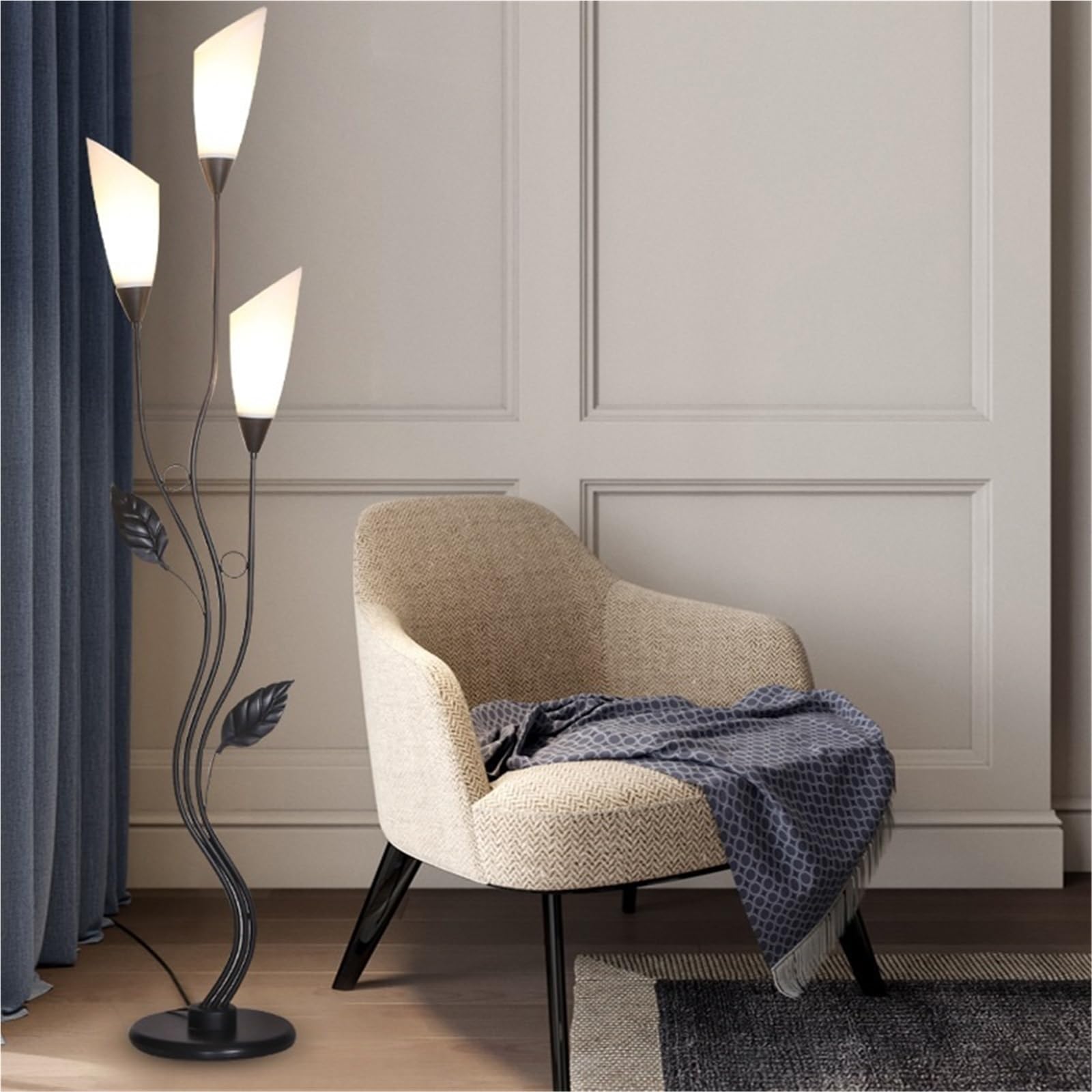 Lampa Podłogowa Lampa Stojąca Z Akrylowym Abażurem, Nowoczesna Kutego Żelaza Do Sypialni