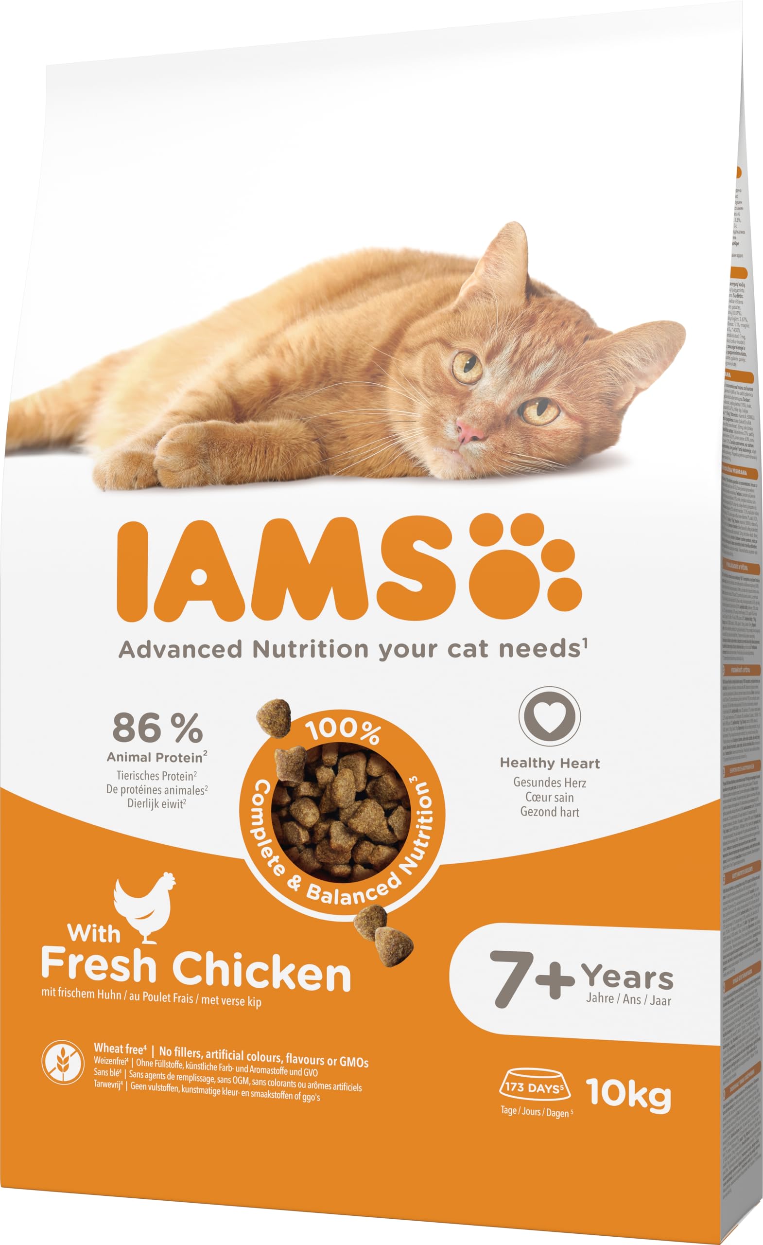 IAMS Alimento seco para Gatos Senior de Edad Avanzada con Pollo Fresco, Comida Seca para Gatos Senior de más de 7 año, 10 kg