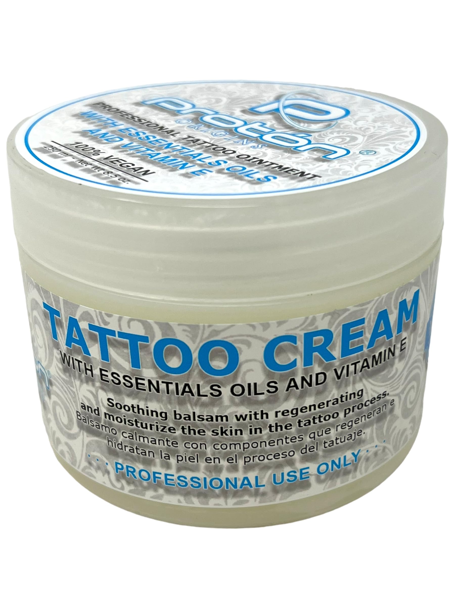 PROTON ORIGINS Crema de tatuaje (mantequilla) – 250 ml – con aceites esenciales y vitamina E – vegana – Made by Nature – Crema vegana – INKgrafiX® Alemania – Estudio profesional – IG67784 – Cuidado de