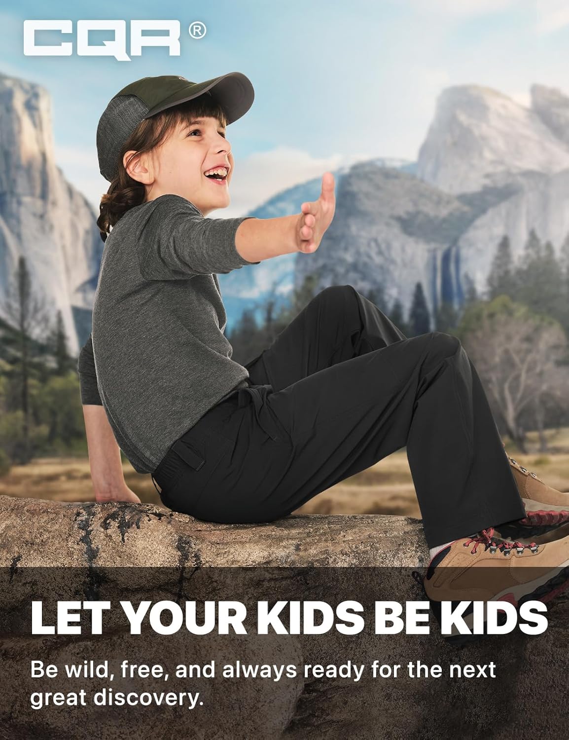 CQR Kids Boy’s Hiking Cargo Pants, Water Resistant UPF 50+ Quick Dry Youth Casual Outdoor Climbing Camping Trousers