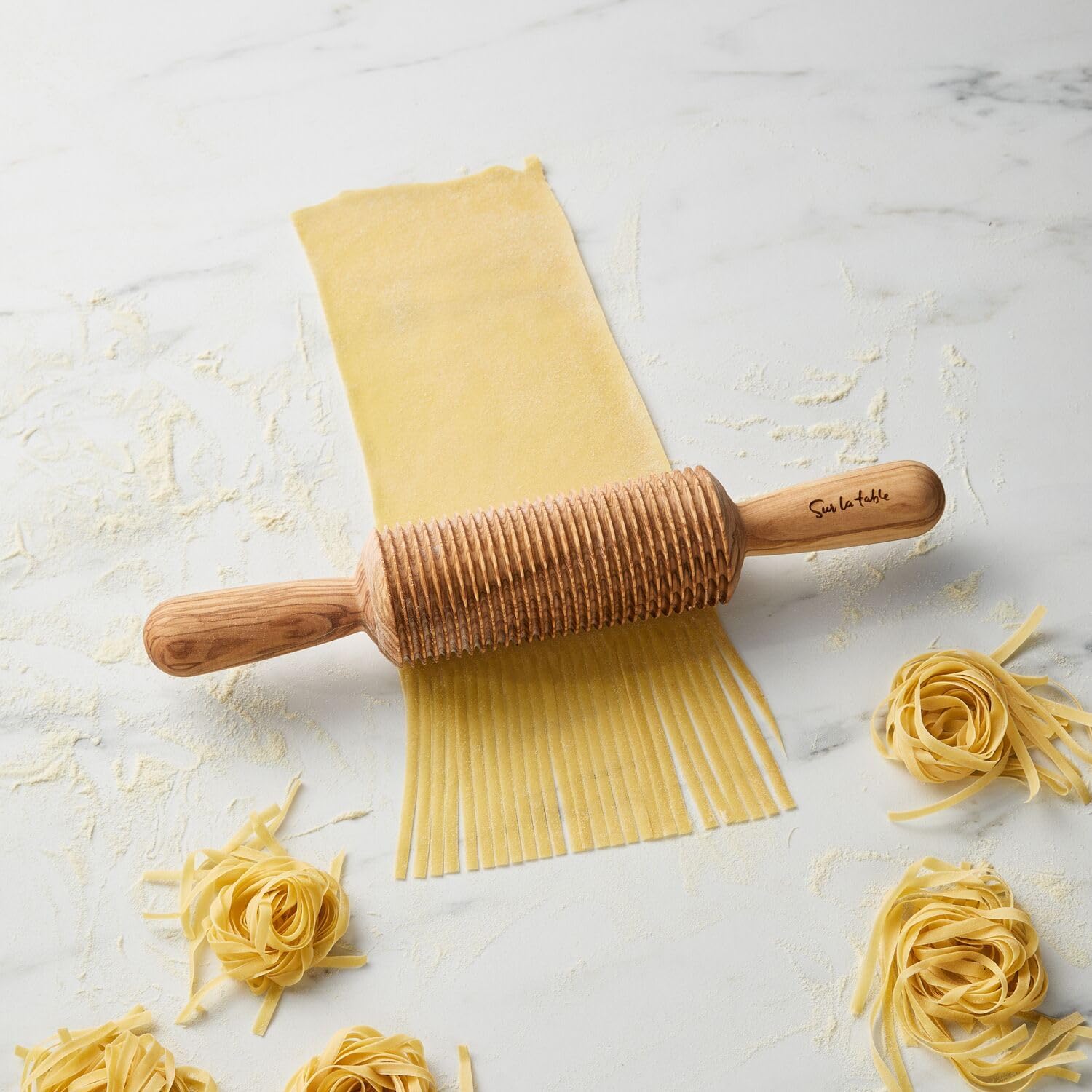 Sur La Table Olivewood Fettuccine Roller, Brown