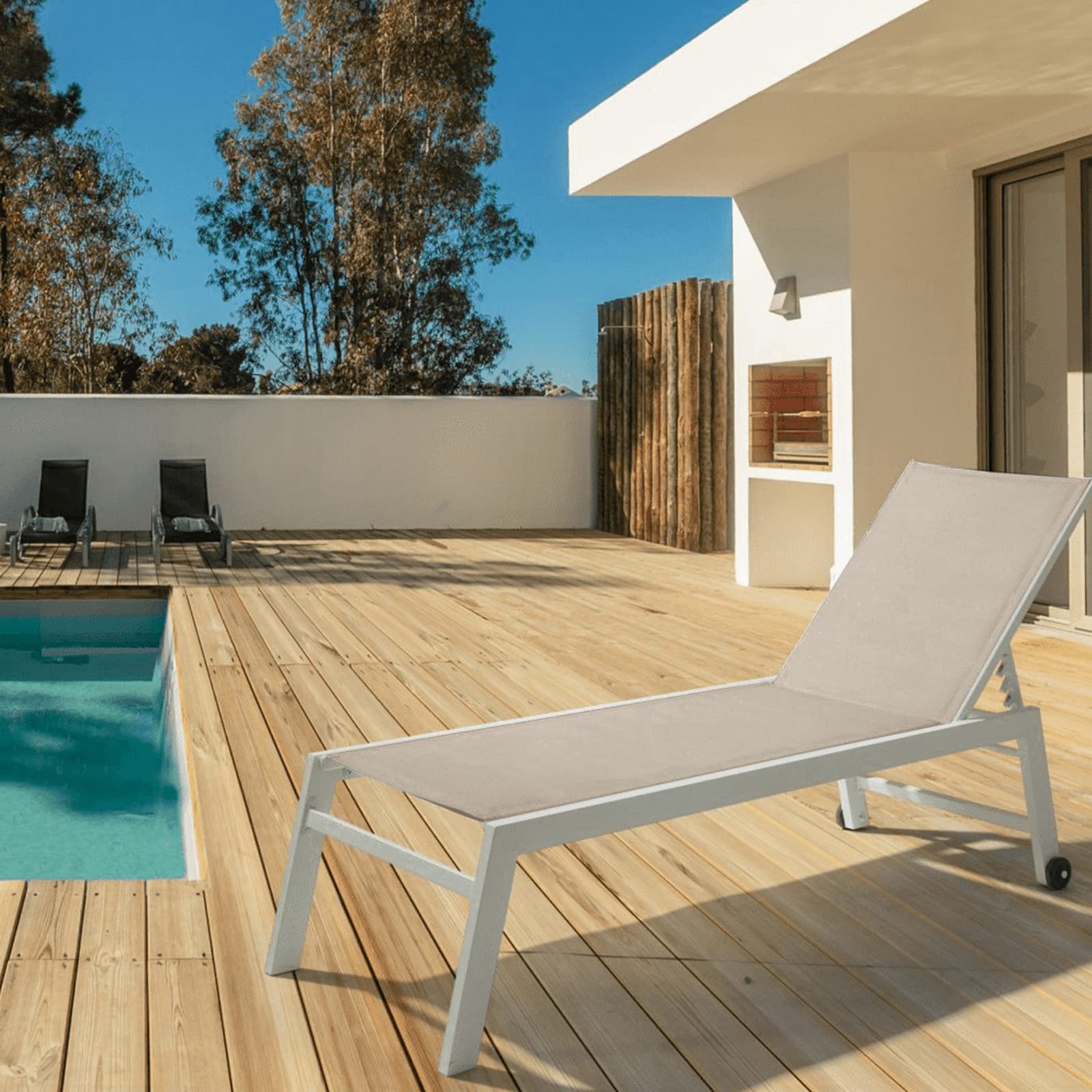 Decor Space Lettino prendisole in alluminio Summer con ruote per piscina e giardino (Tortora)