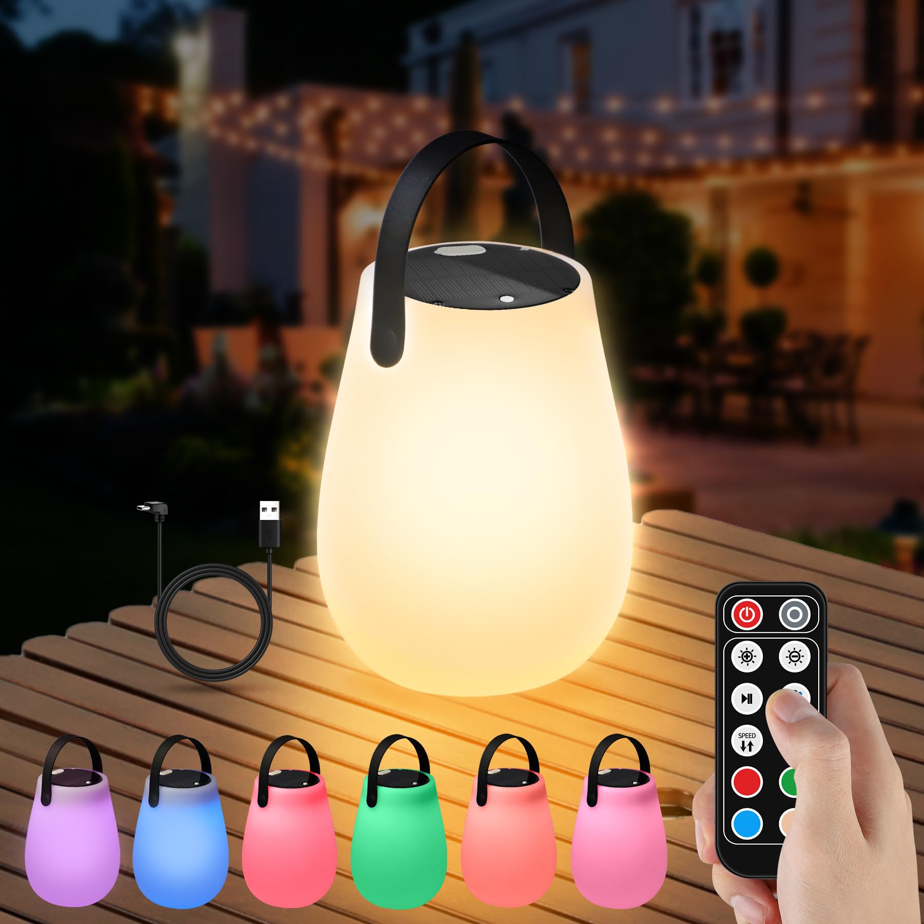 Lampes De Table Solaires Boadw - 2 Pièces, Dimmable, USB Et Solaire