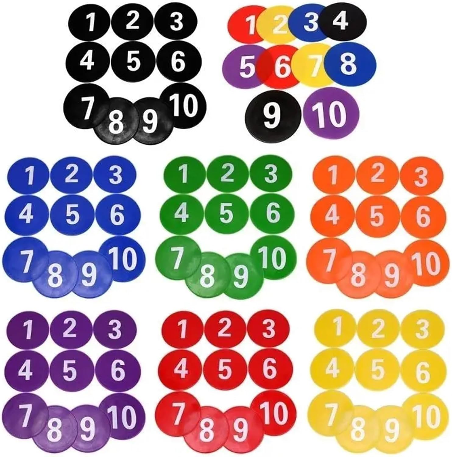 10pcs Numbered Floor Spots Markers Soccer Flat Sign Discs Football Nonslip Floor Marker